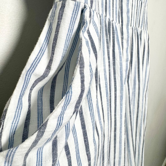 LoveShackFancy Edeline Navy Blue Stripped Sleeveless Ruffled Hem Jumpsuit Sz 4 - Picture 7 of 12